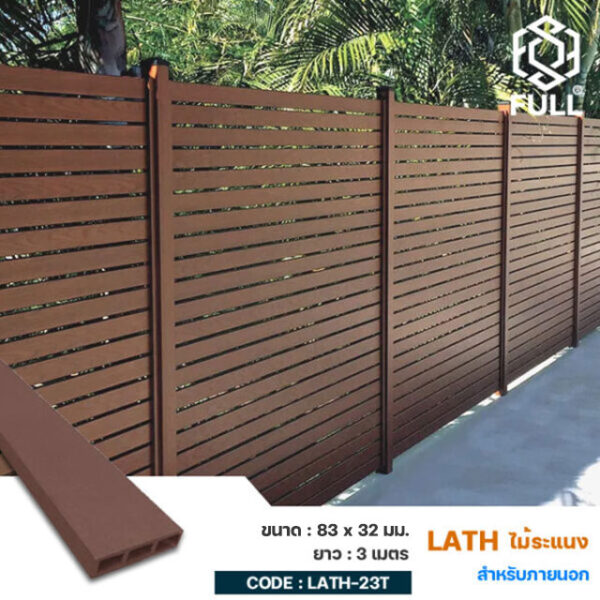ไม้ผนังสังเคราะห์ ตกแต่งฝ้า เพดาน ผนัง Decor Wood Square Pvc Timber Tube 83 x 32 mm. FULL-LATH-23T