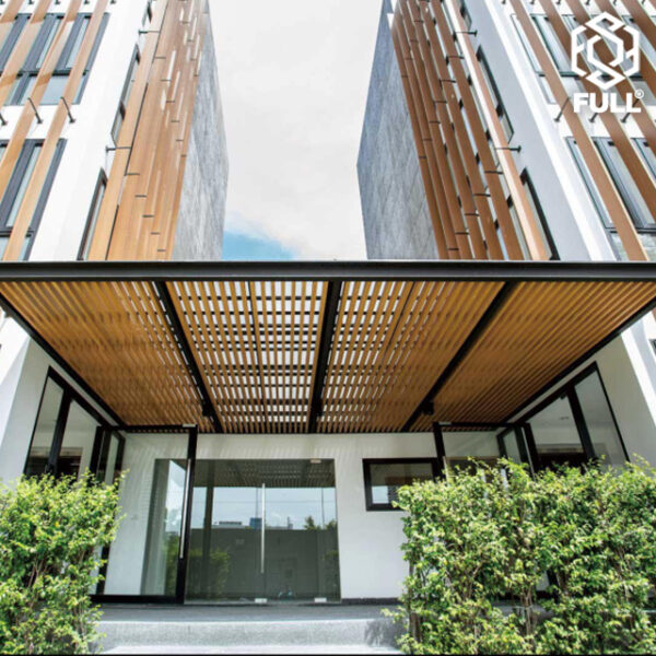 Wood and Plastic-2 ไม้ระแนง ไม้ผนังสำเร็จรูปภายนอก ลายไม้ธรรมชาติ Wood and Plastic Composite Timber Lath Partition 25 x 25 mm. FULL-LATH-01T